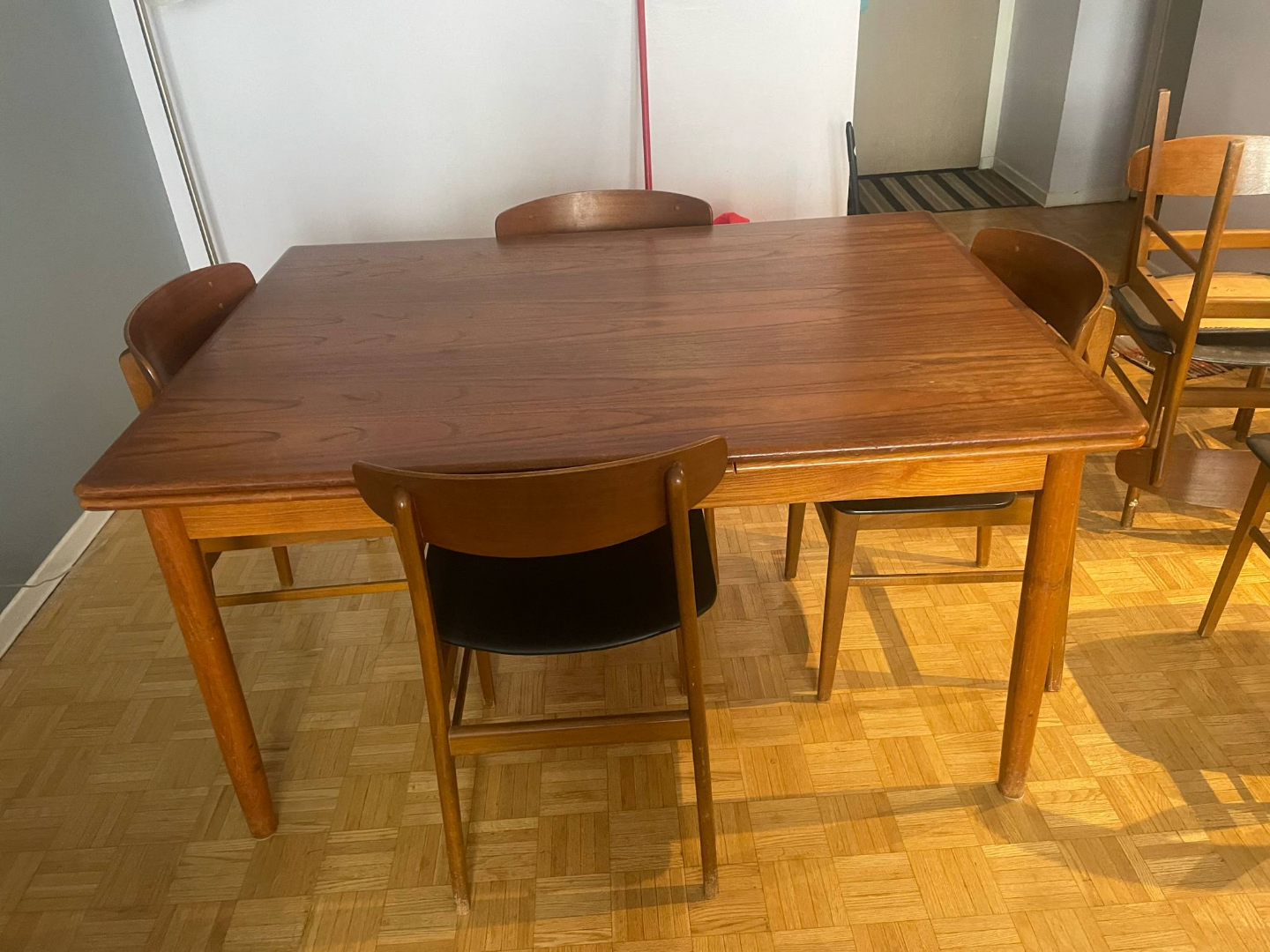 Mid-Century Modern Teak Extendable Dining Table and 8 Chairs
