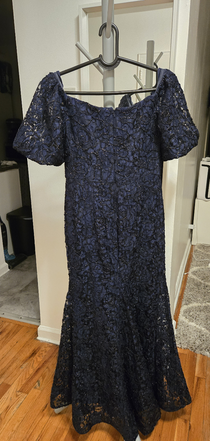 XScape Navy Blue Lace Formal Dress - photo 3