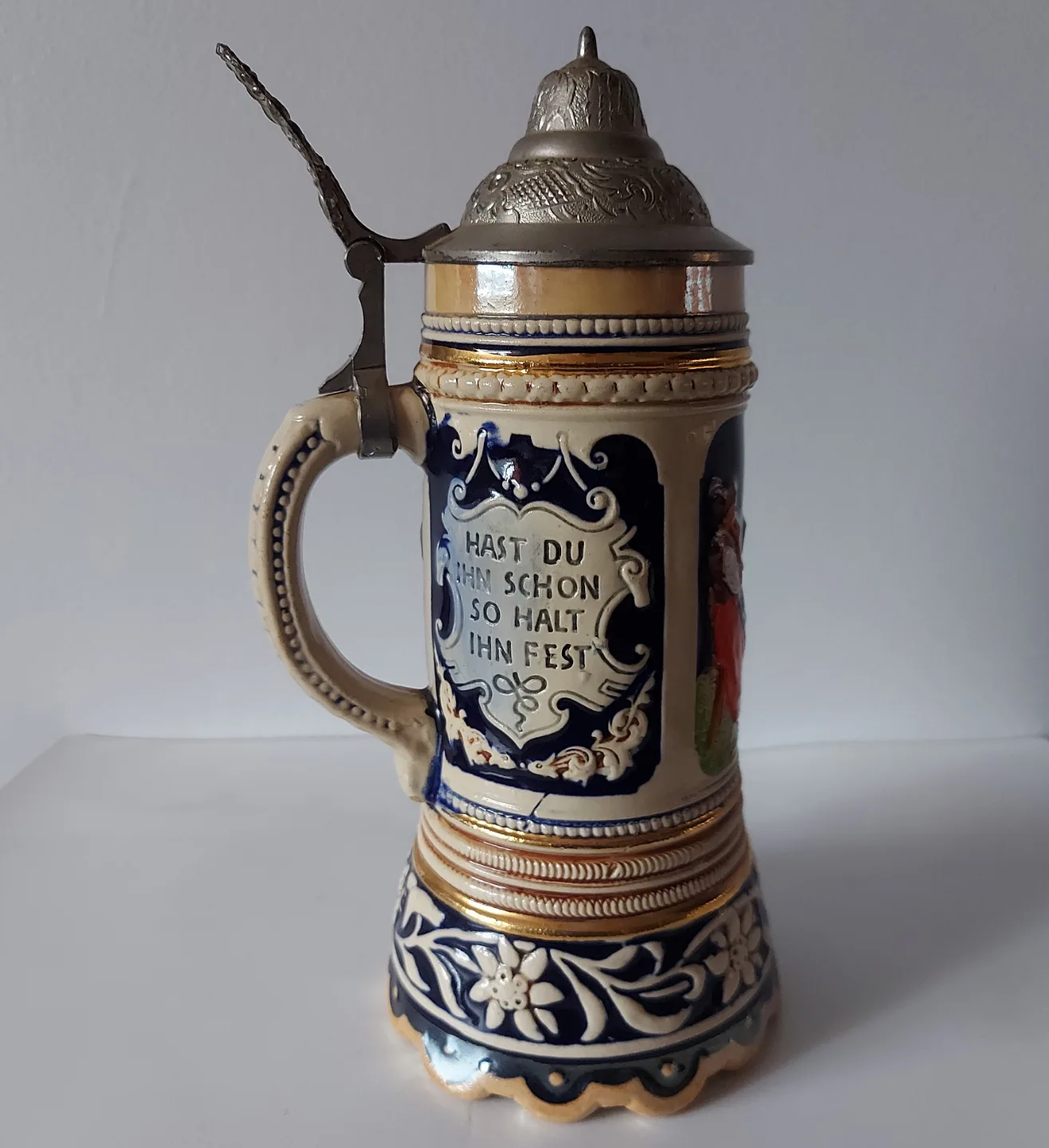 Original Vintage German Beer Stein with Metal Lid image indicator(3)