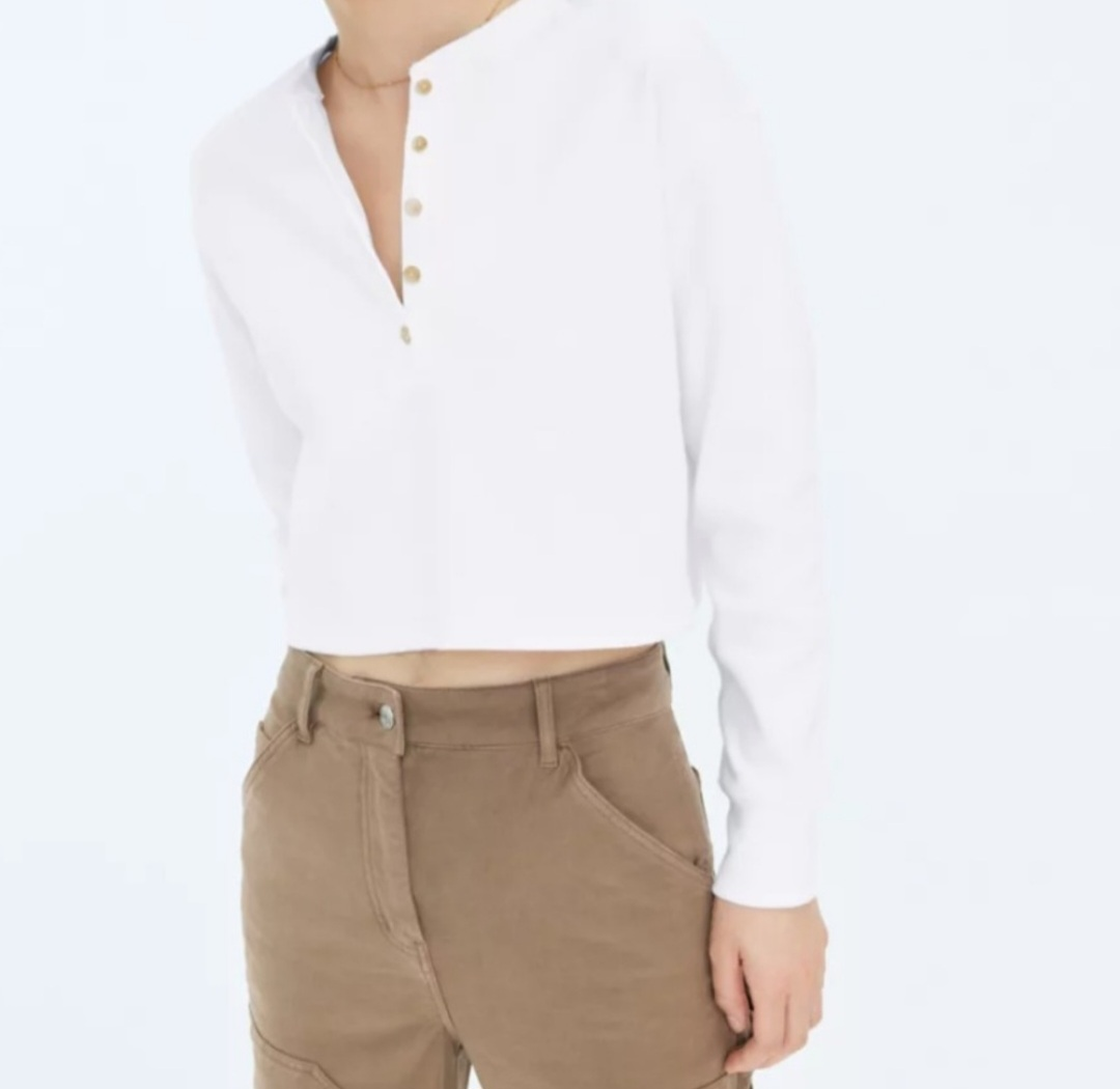 Wilfred Free Ribbed Henley Top - Size M 💚 - photo 5