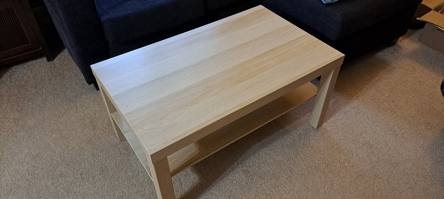 Light Wood Square Couch Table with Shelf - photo 2
