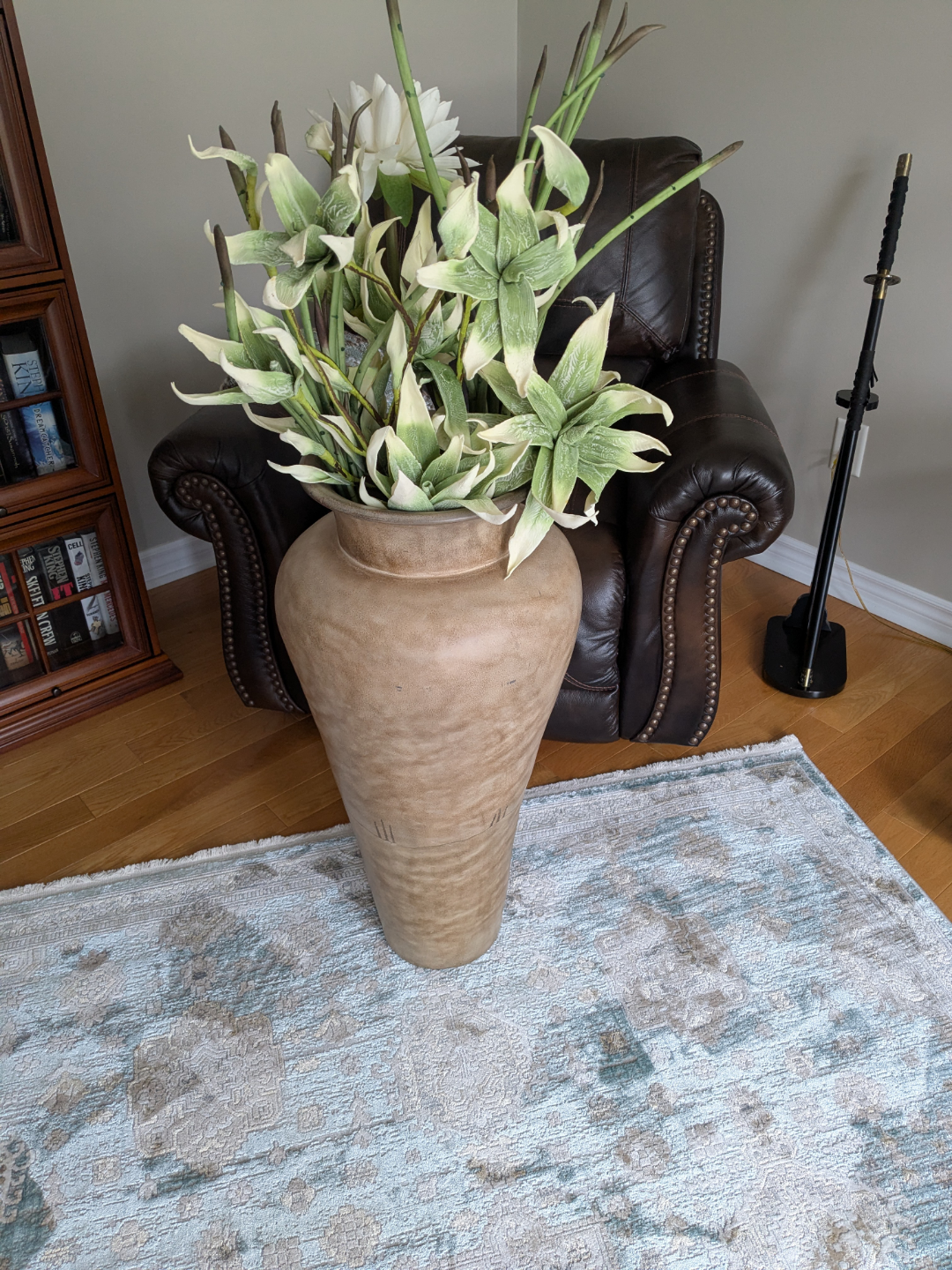 Tall Decorative Vase with Artificial Flowers