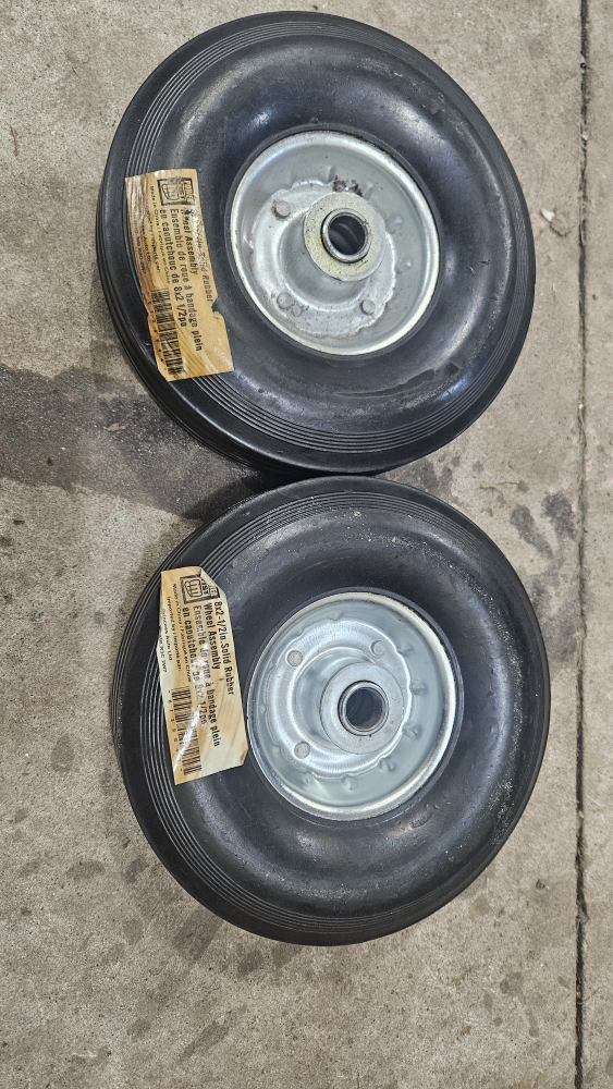 Pair of 8x2-1/2in Solid Rubber Wheel Assemblies