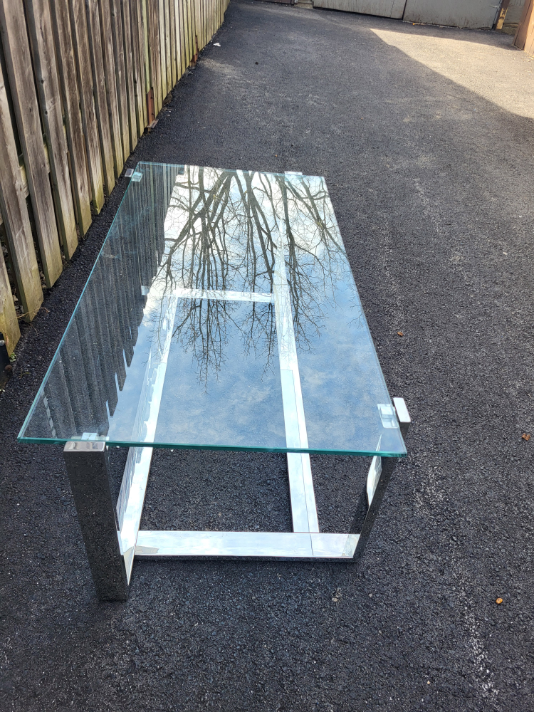 Modern Glass and Chrome Coffee Table