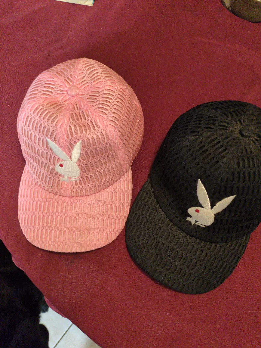 Pair of Playboy Mesh Baseball Caps - Pink & Black thumbnail