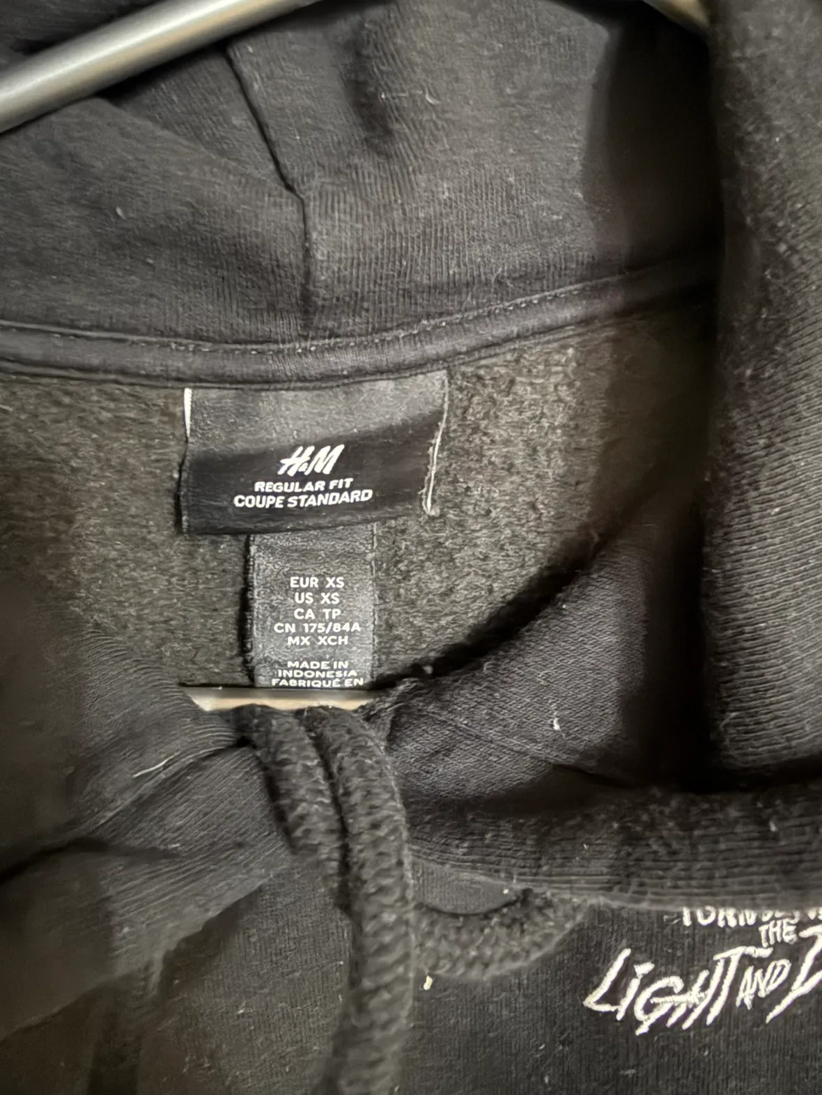 H&M Black Hoodie - Torn Between Light and Dark image indicator(2)