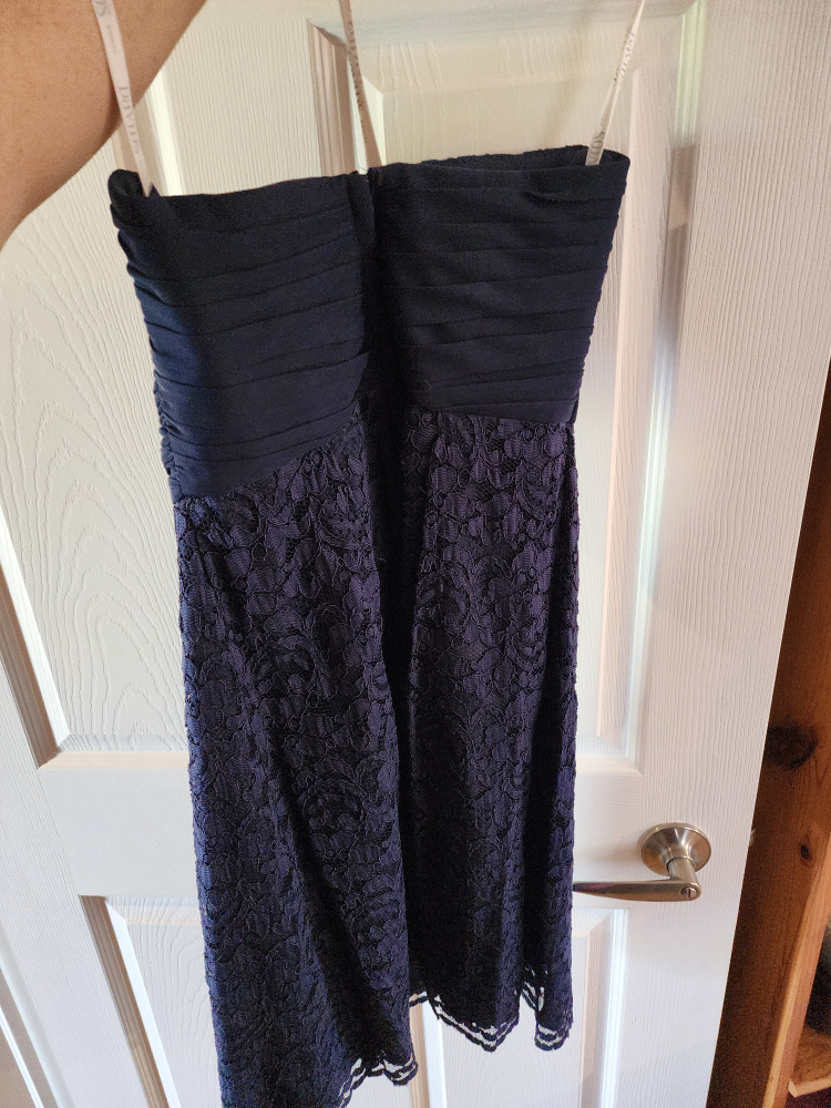 Navy Blue Strapless Lace Cocktail Dress - photo 3