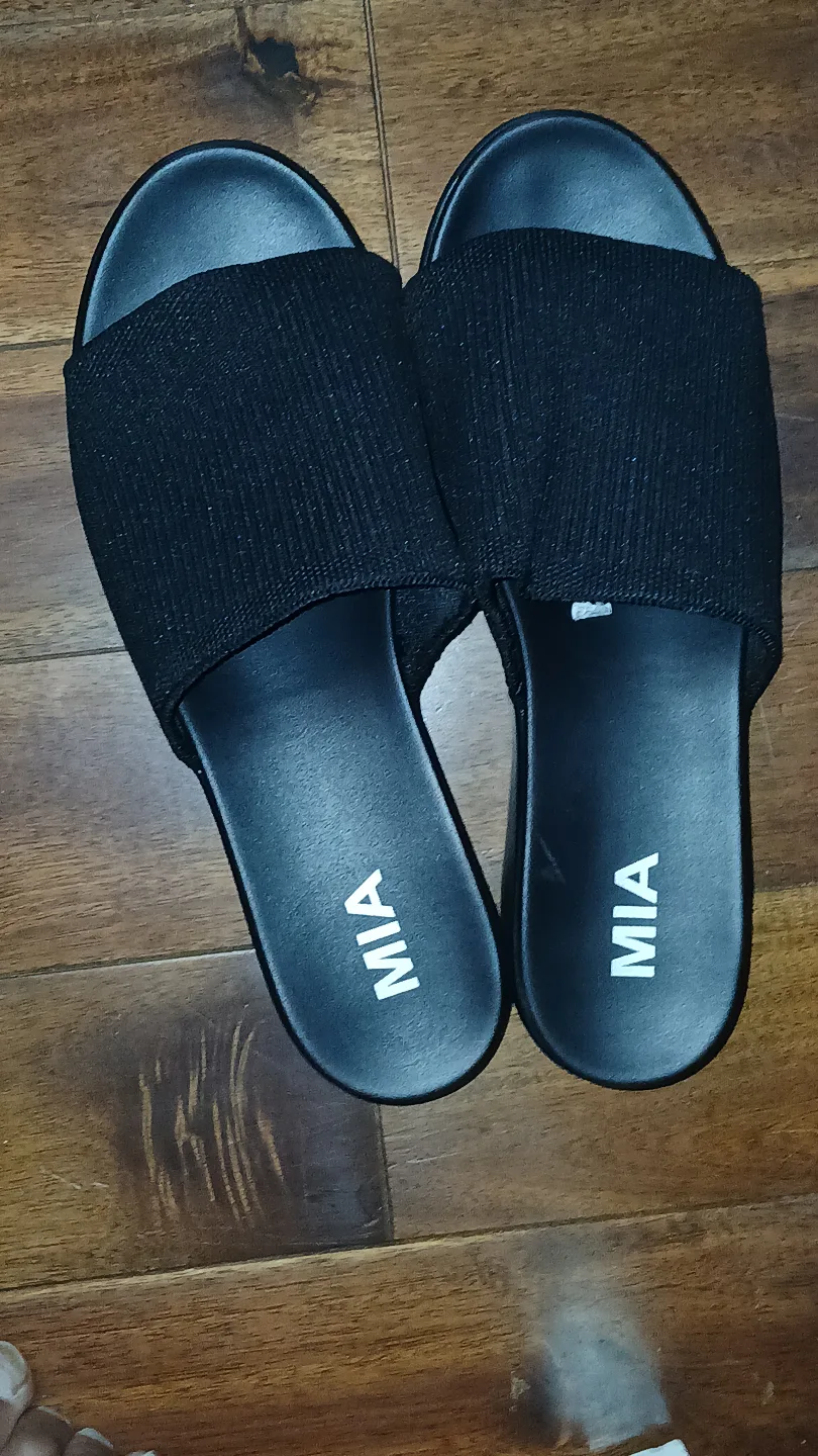 MIA Black Knit Platform Slides thumbnail