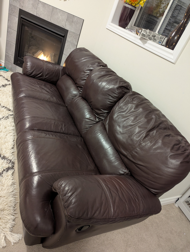 Brown Leather Recliner Sofa - photo 3