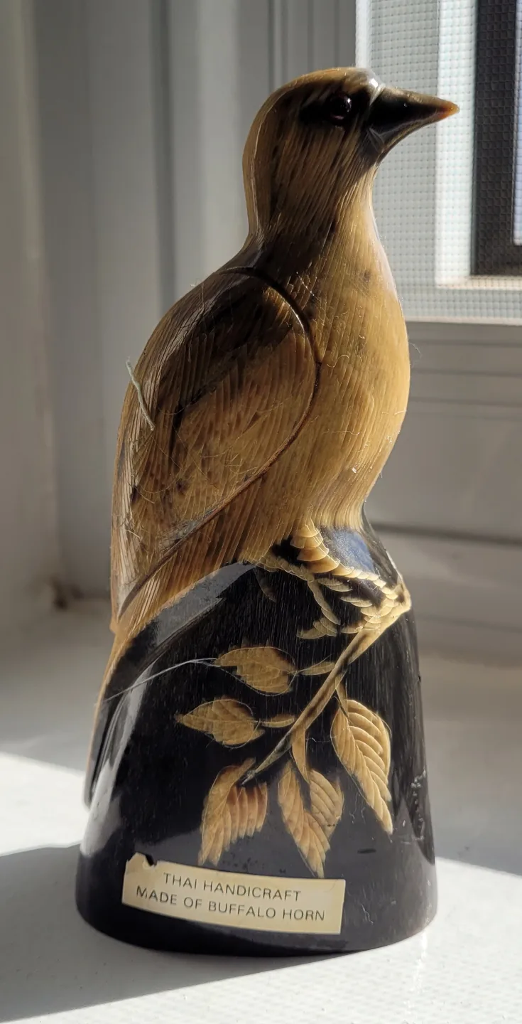 Hand-carved Buffalo Horn Bird Figurine thumbnail