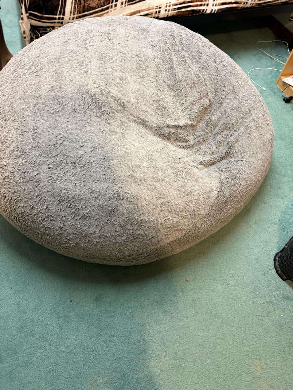 Grey Fluffy Bean Bag Chair
