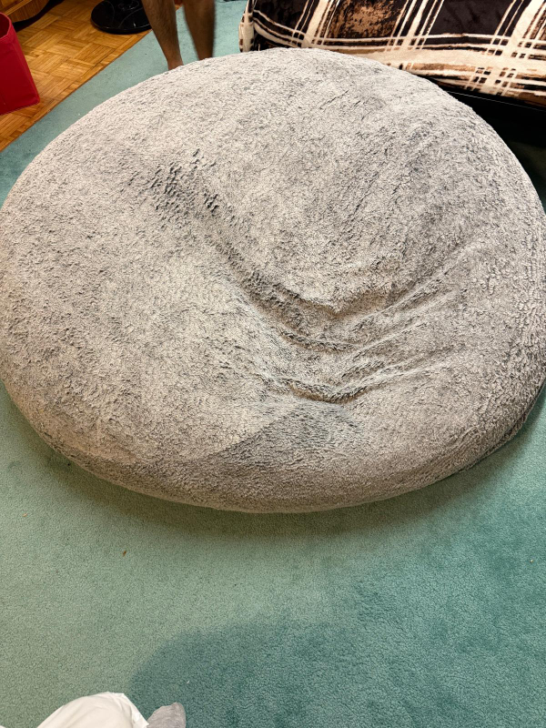 Grey Fluffy Bean Bag Chair - photo 2