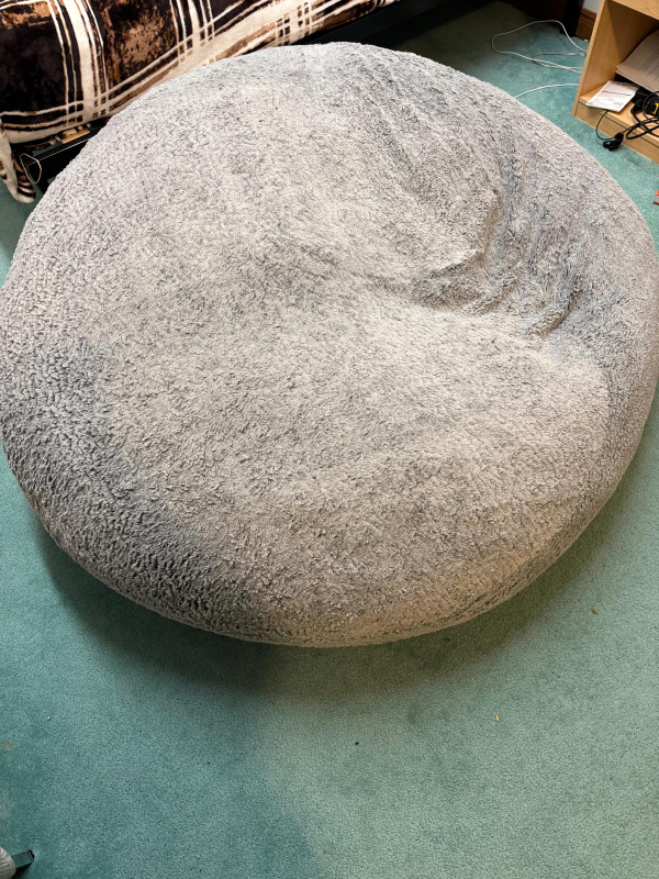 Grey Fluffy Bean Bag Chair - photo 3