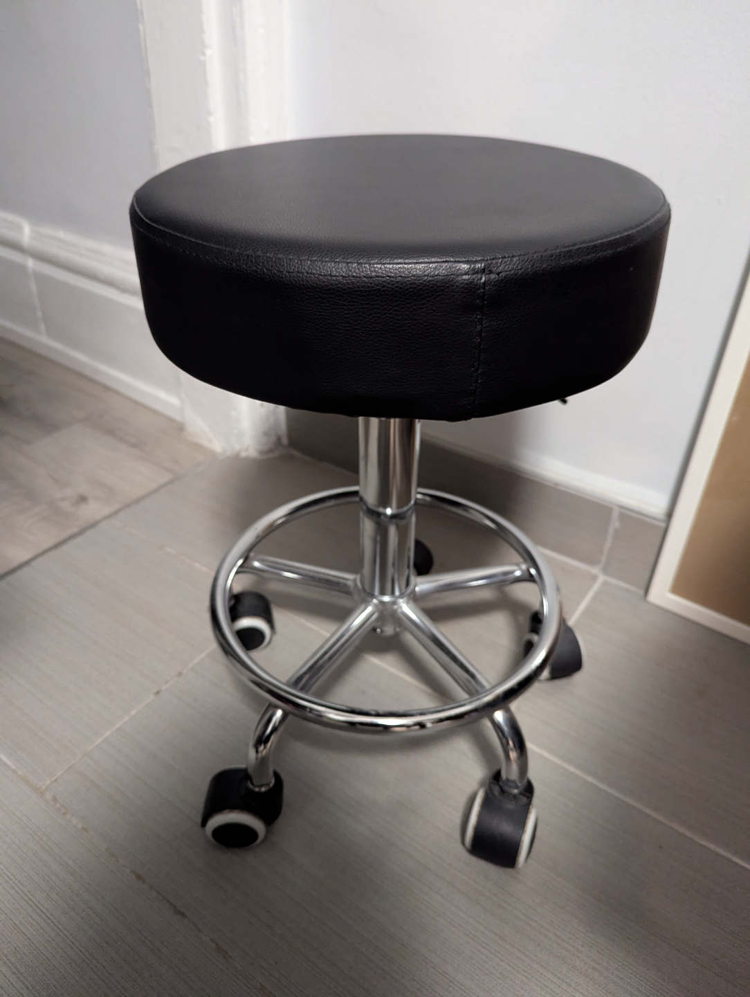 Black Rolling Stool