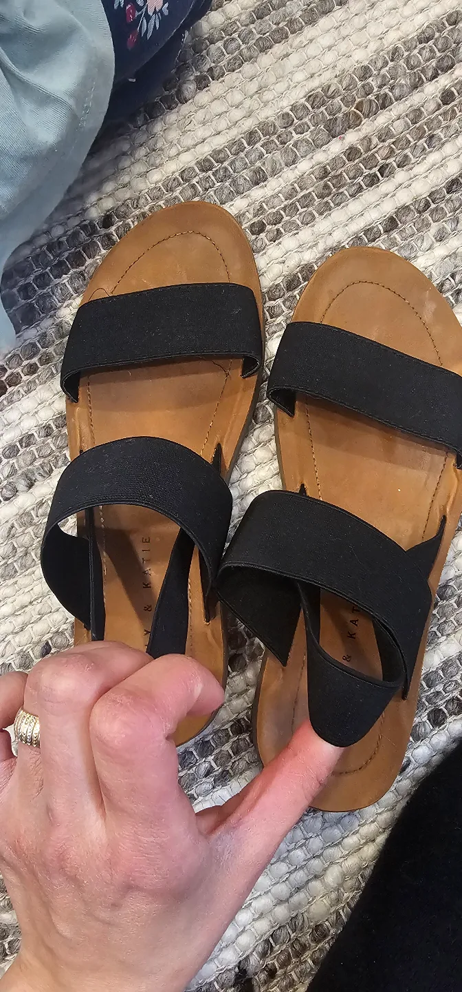 Black  Double Strap Sandals thumbnail