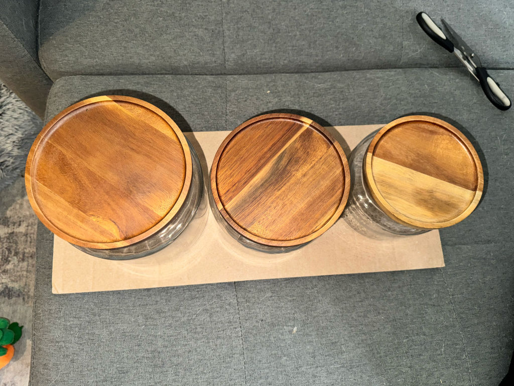 Set of 3 Glass Canisters with Wooden Lids - photo 2