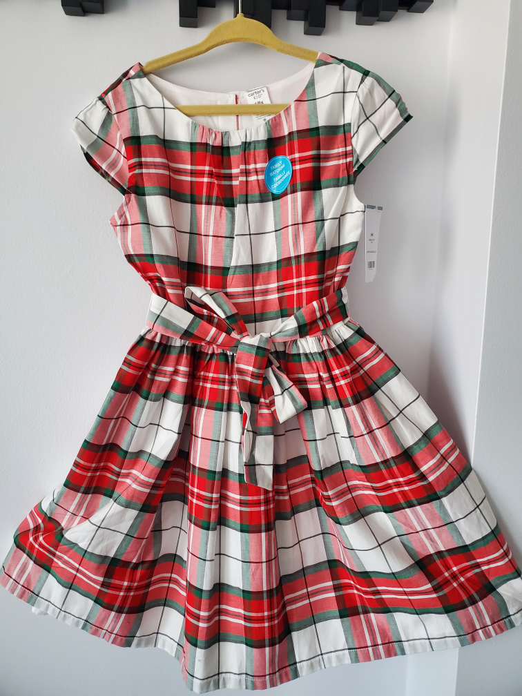 Girls' Red and Green Plaid Dress - Size 6