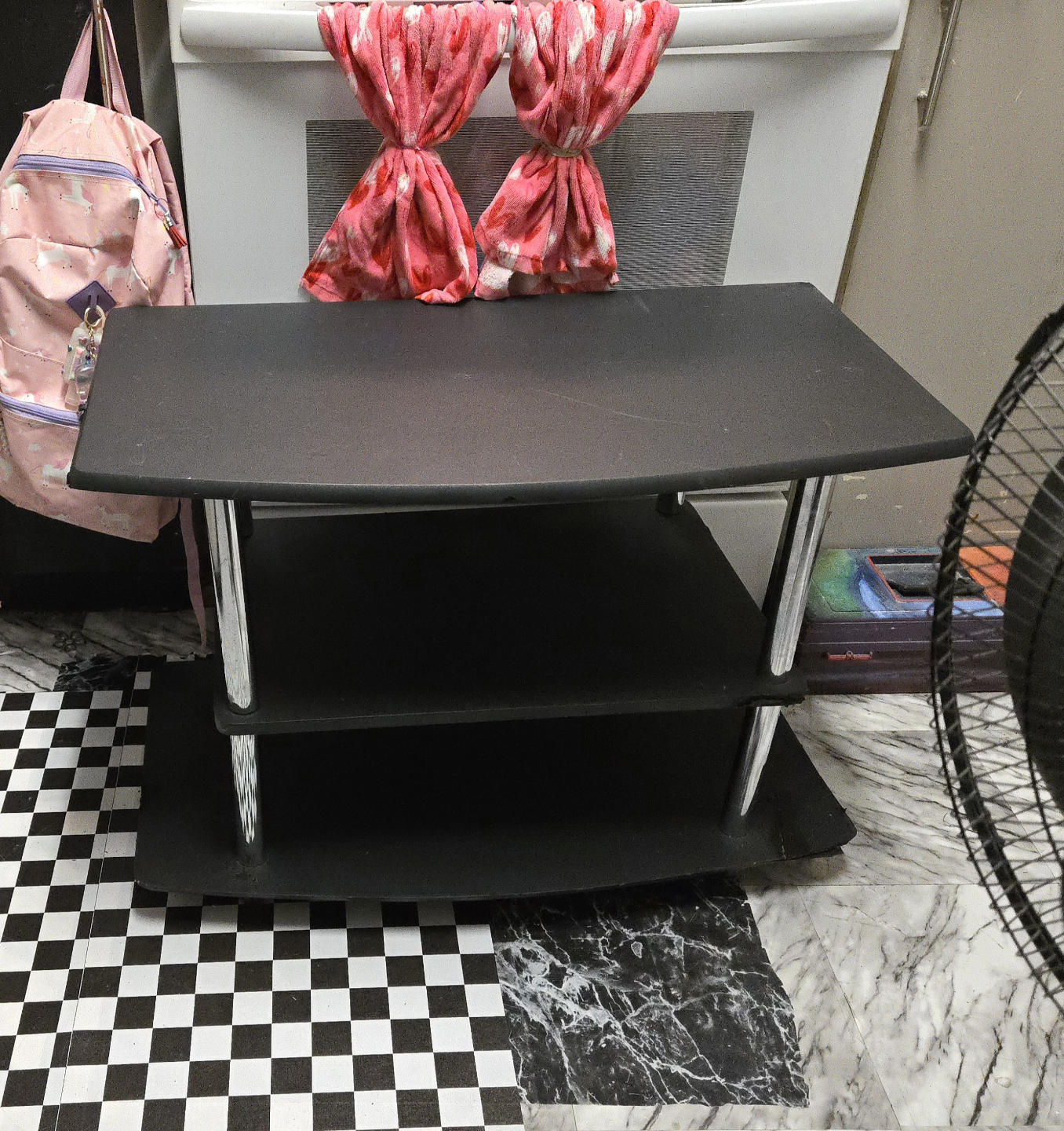 Black TV Stand with Chrome Legs