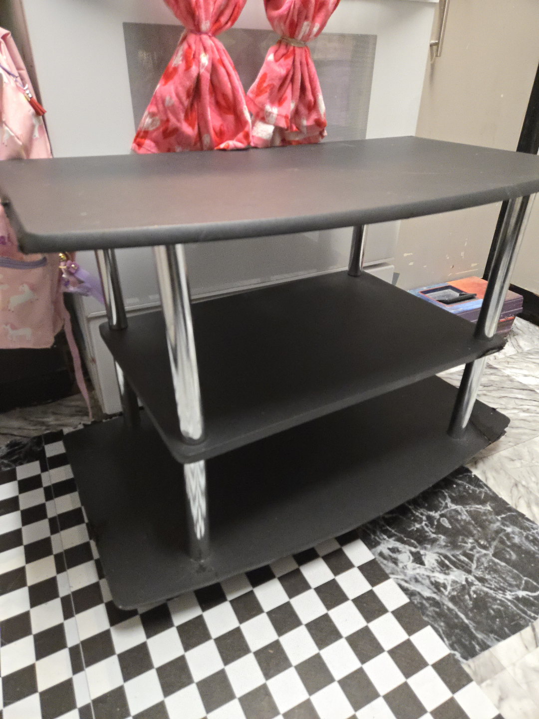 Black TV Stand with Chrome Legs - photo 2
