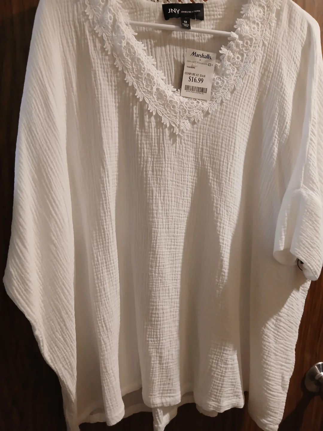 JNY Jones New York Women's White Lace Trim Blouse Size 1X image indicator(2)