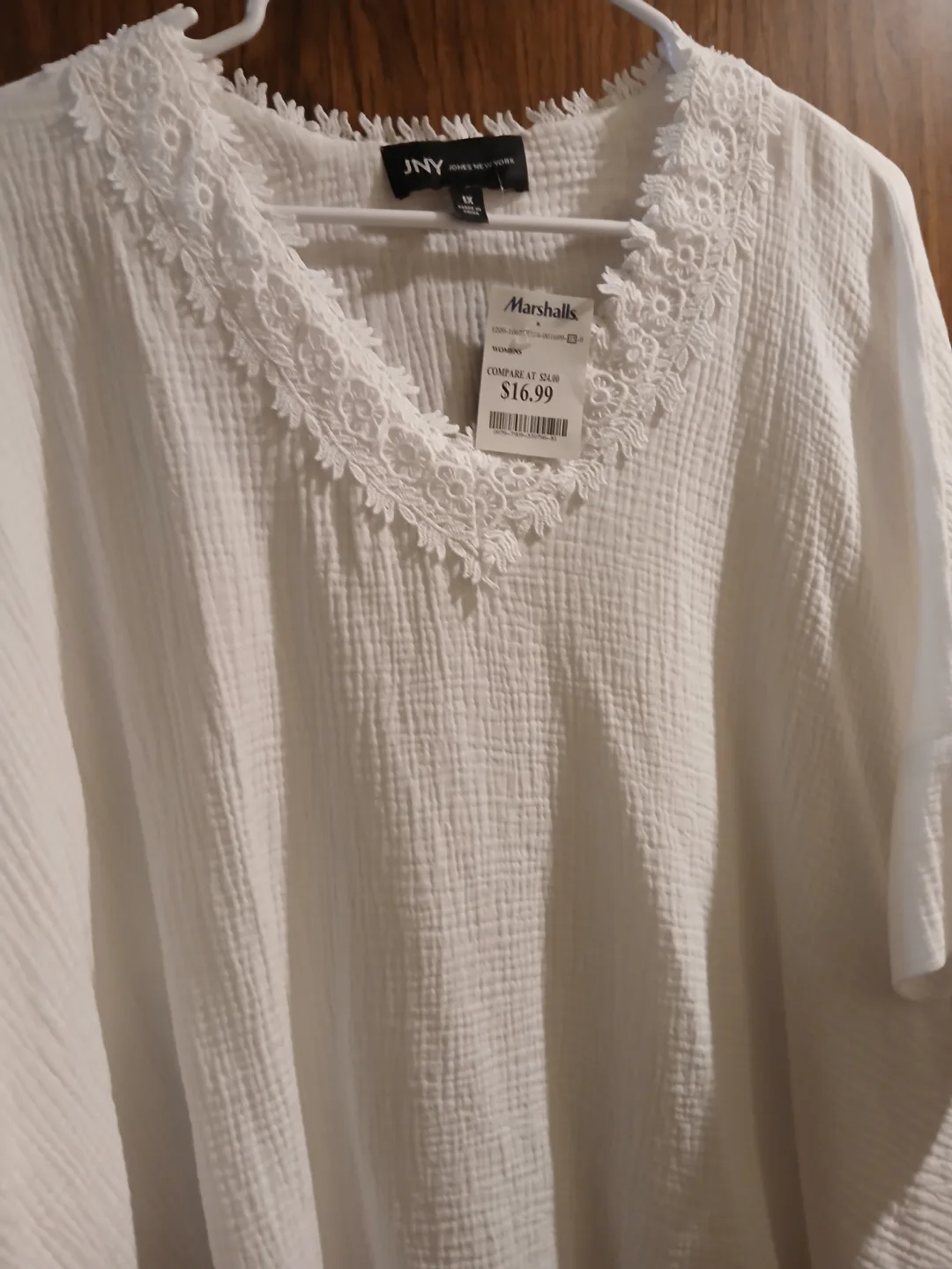 JNY Jones New York Women's White Lace Trim Blouse Size 1X image indicator(3)