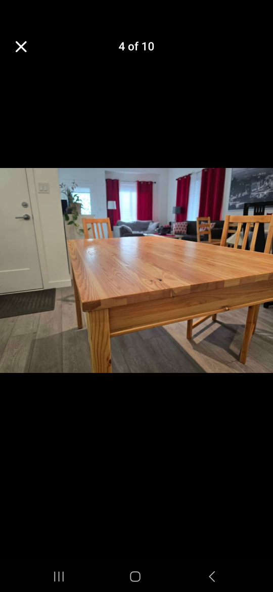 IKEA Ingatorp Table and Four Chairs Set Refinished - photo 3