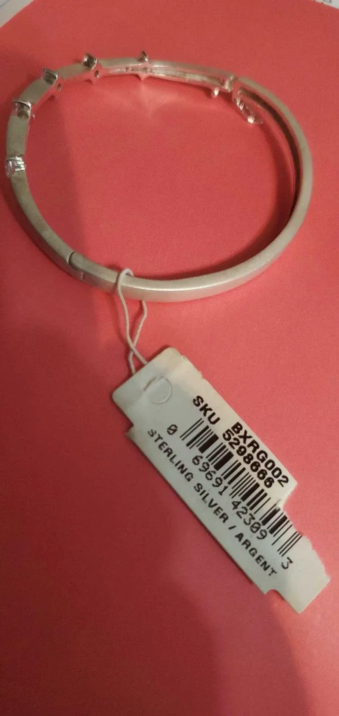 Sterling Silver Hinged Bangle Bracelet with Cubic Zirconia image indicator(3)