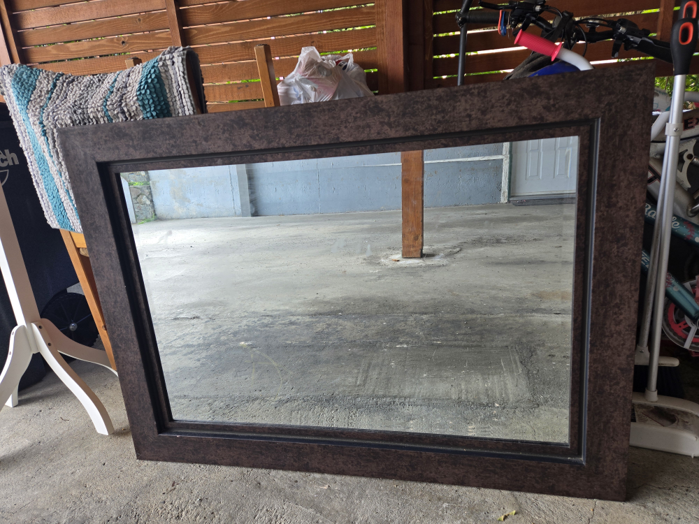 Large Dark Brown Framed Mirror