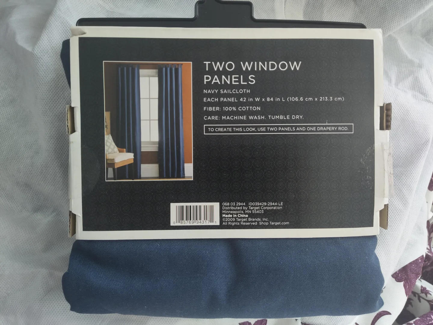 Navy Sailcloth Curtain Panels - 2 Pack - 42" x 84" image indicator(2)