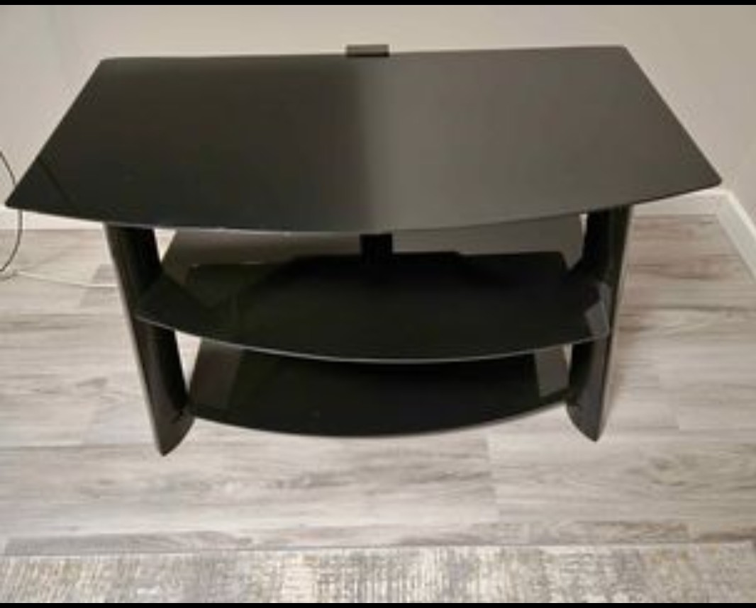 Black Tempered Glass TV Stand - photo 2