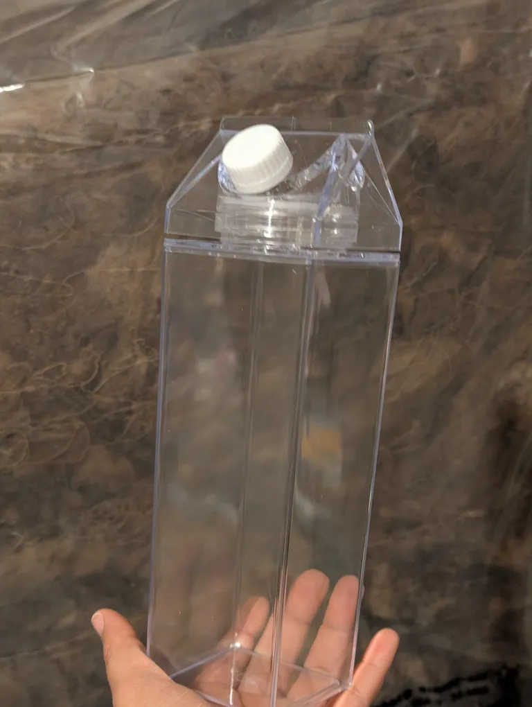 Clear Milk Carton Shaped Water Bottle thumbnail