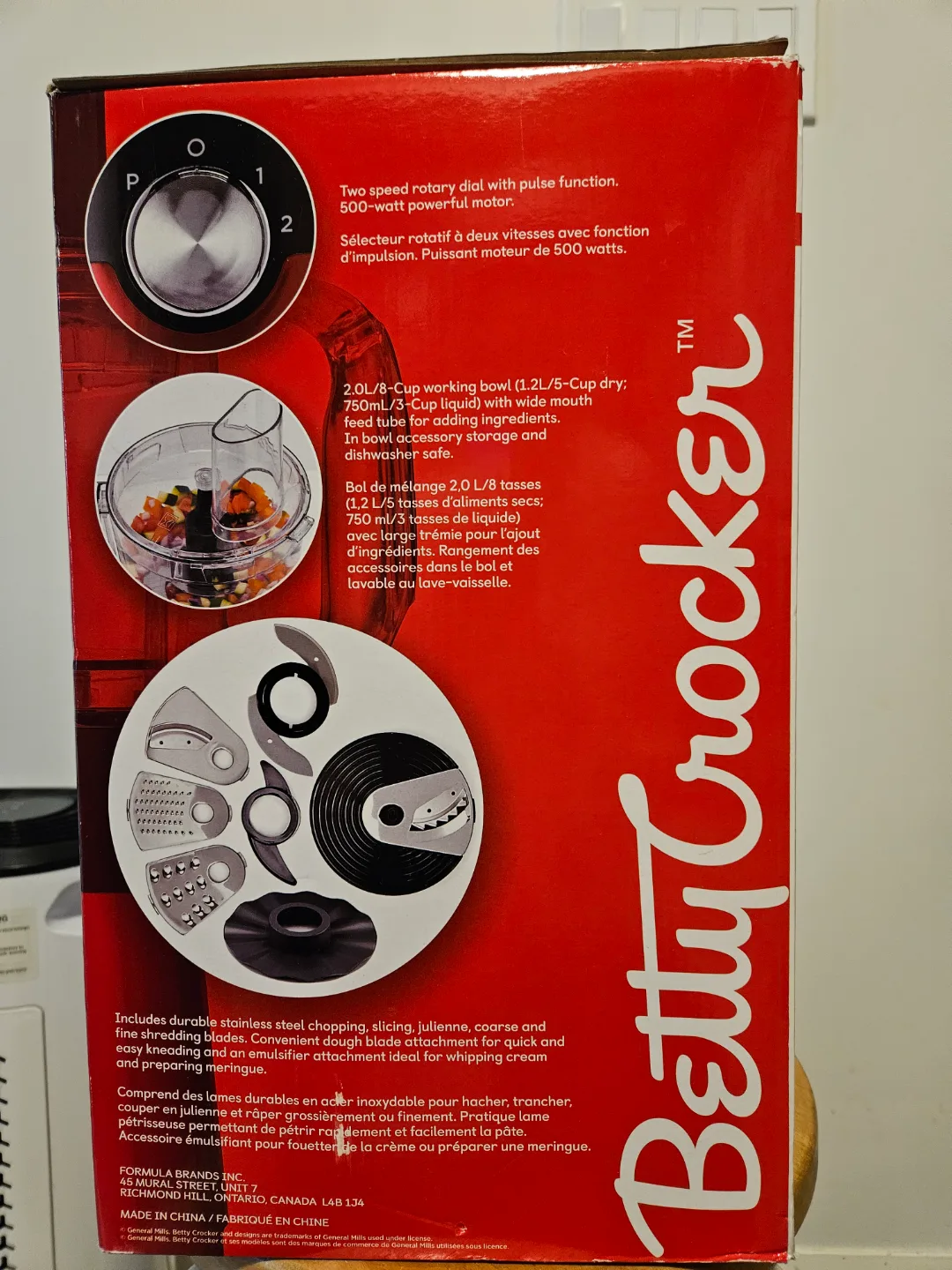 Brand New Betty Crocker 500-Watt Food Processor - Red Metallic image indicator(6)