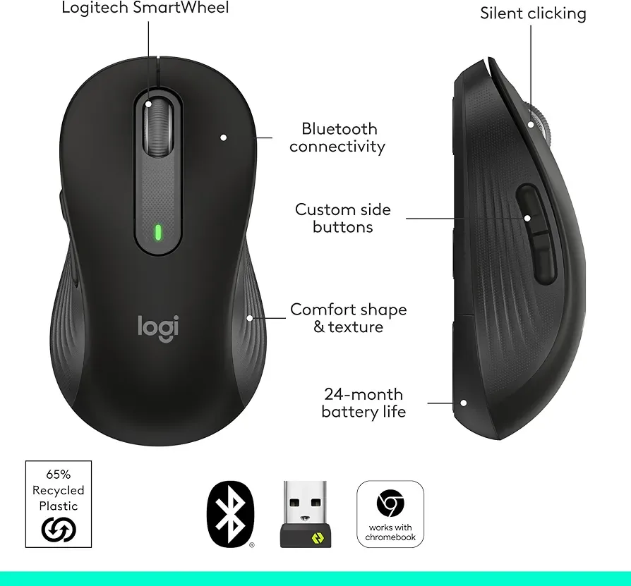 BNIB Logitech M650 L Signature Mouse for Business (Graphite) image indicator(2)