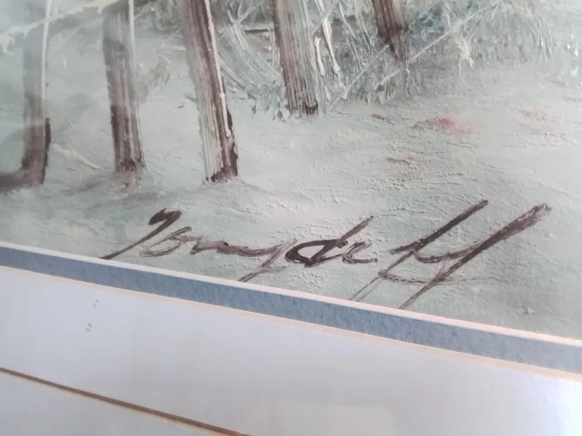 Framed Winter Landscape OOC Painting image indicator(7)