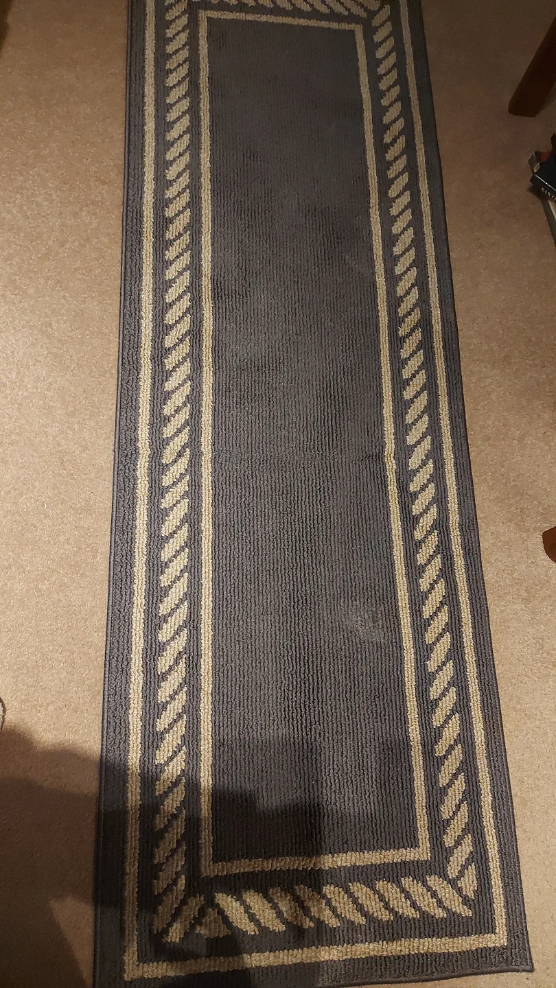 2 Grey and Beige Runner Rug thumbnail