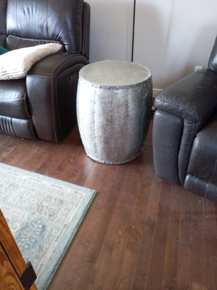 Silver Metal Barrel Side Table
