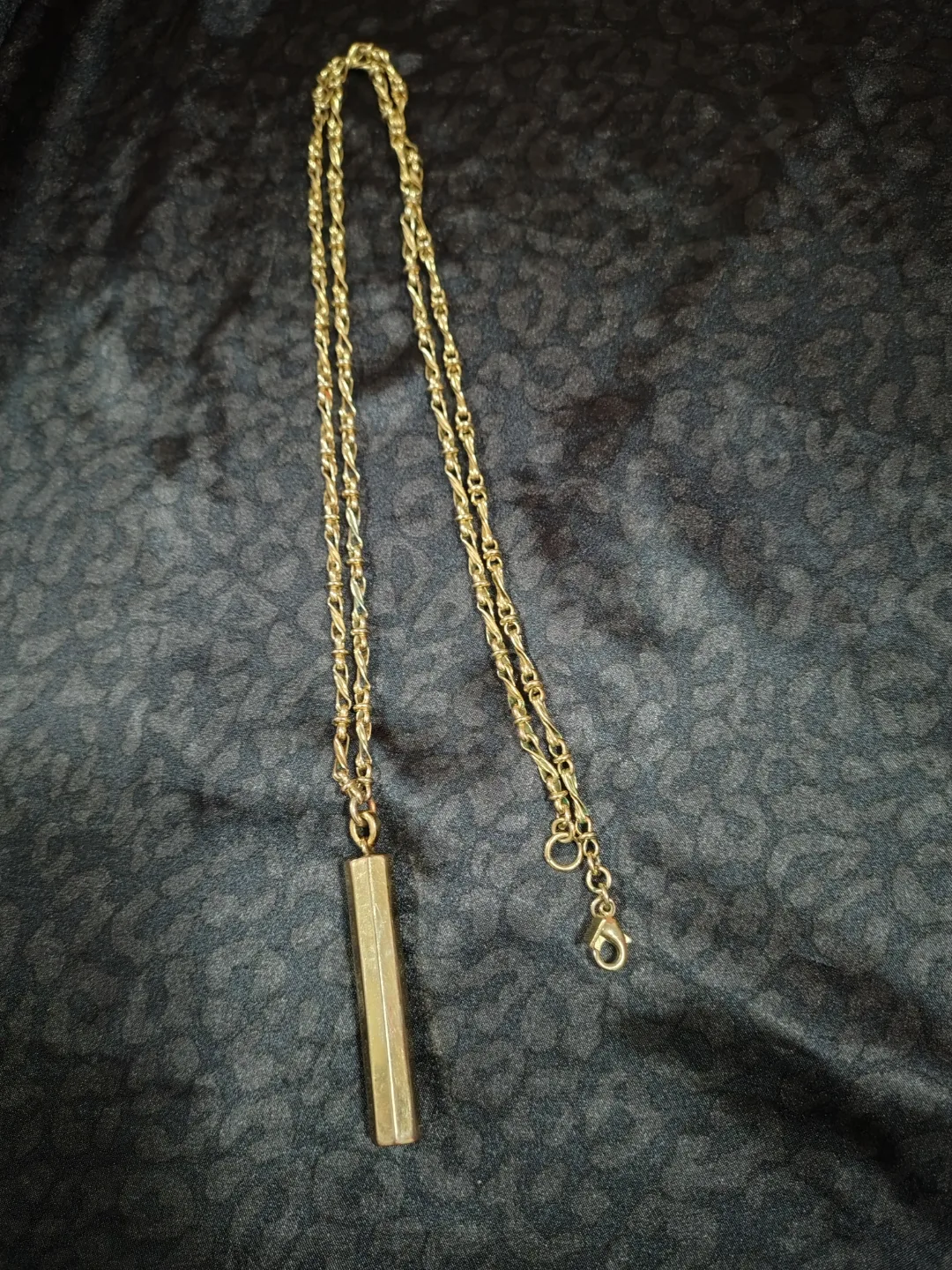 Gold Tone Bar Pendant Necklace thumbnail