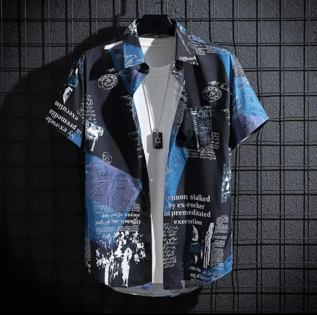 Men's Short Sleeve Button-Down Shirt - Unique Print thumbnail