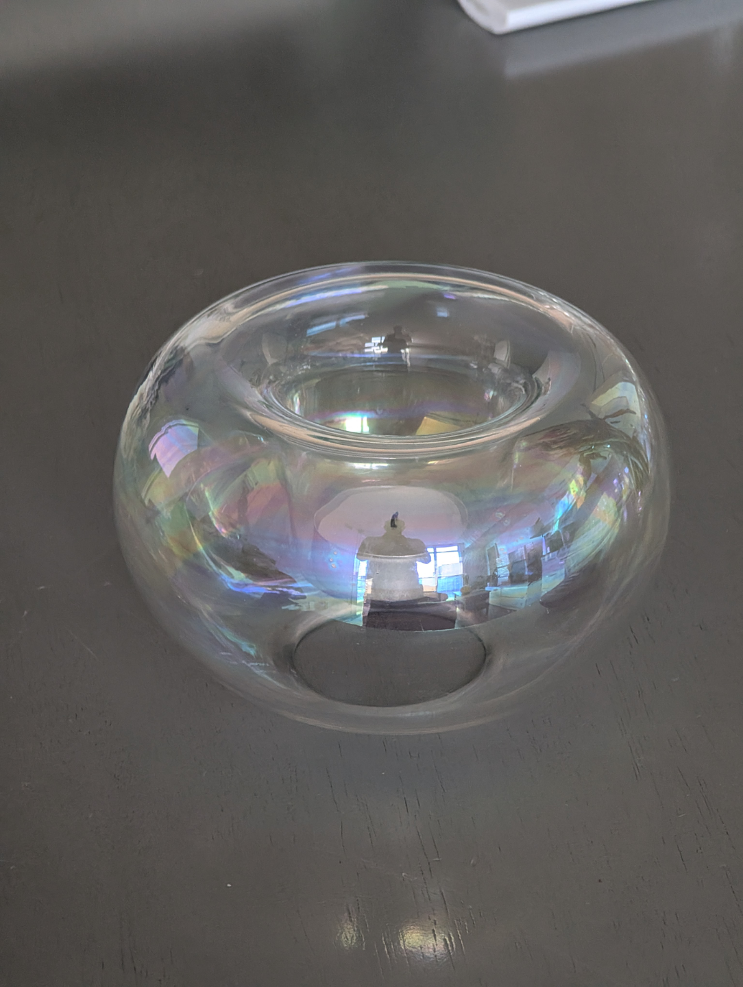 Iridescent Glass Candle Holder
