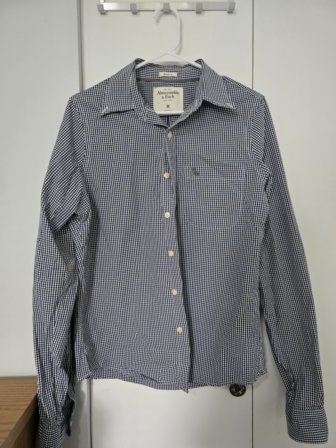Abercrombie & Fitch Men's Gingham Long-Sleeve Shirt - Size M