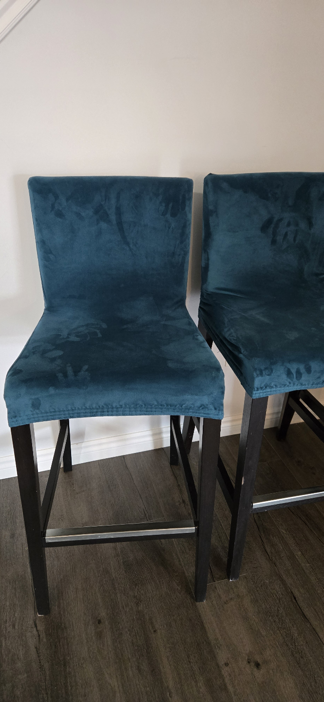 Ikea Three Teal Velvet Bar Stools with removable Covers - photo 3