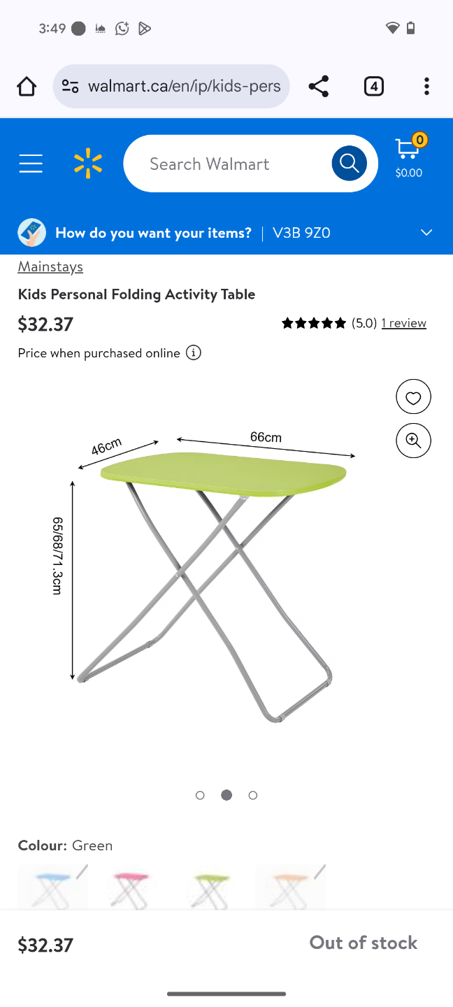 Mainstays Kids Folding Activity Table - Green