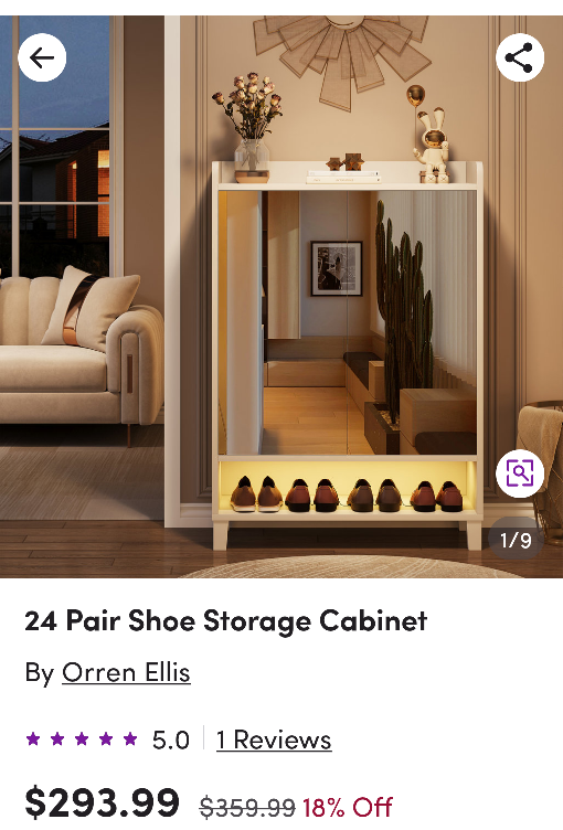 Orren Ellis 24-Pair Shoe Cabinet with Mirror