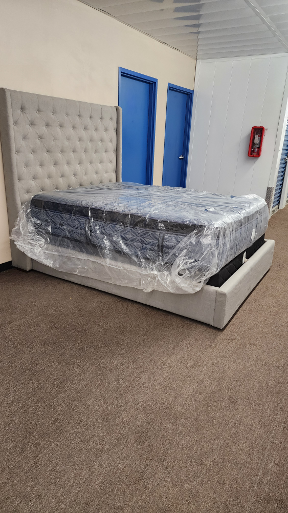 Queen  size Bed Frame with High Headboard - photo 2