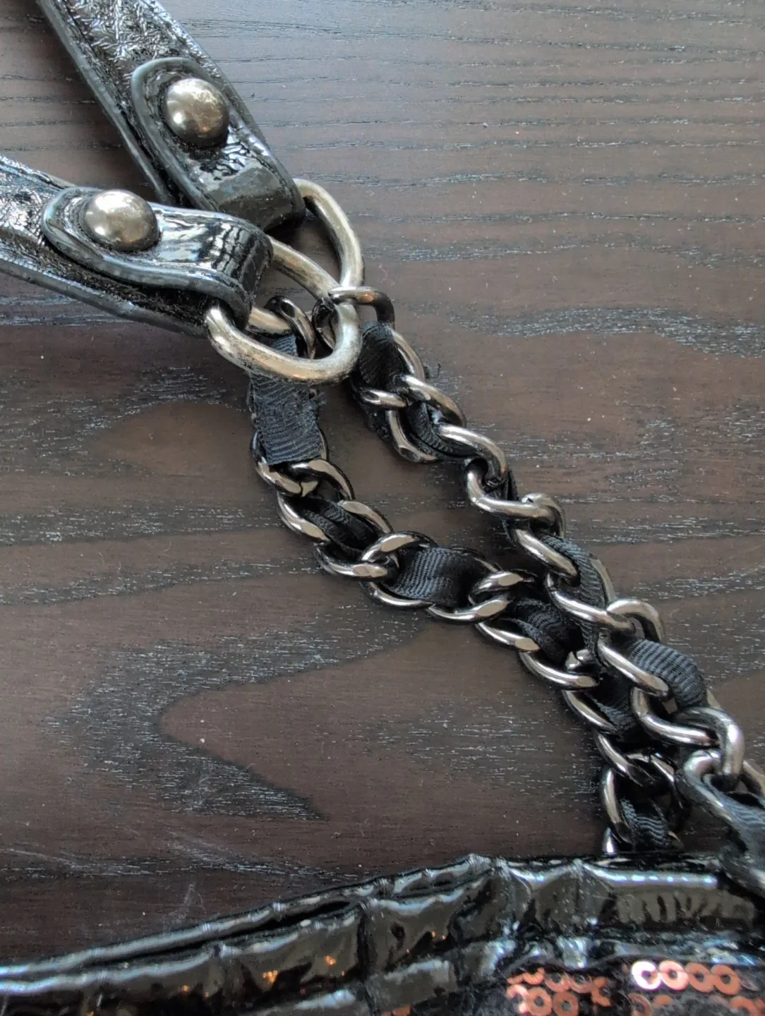 Brown/Black Leopard Print Sequin Shoulder Bag image indicator(3)