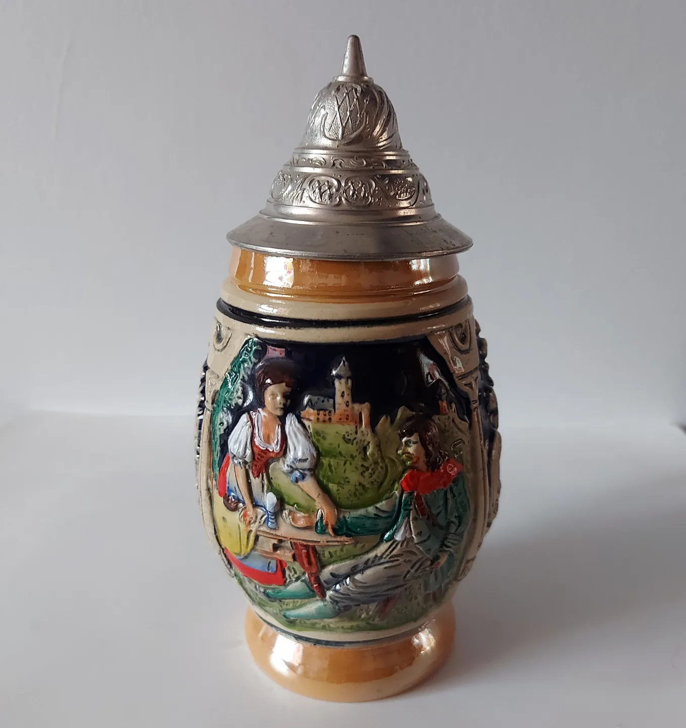 Original Vintage German Beer Stein with Meat Lid image indicator(2)