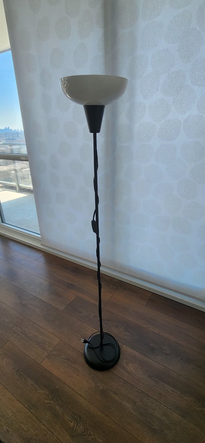 Modern Black Floor Lamp with White Shade