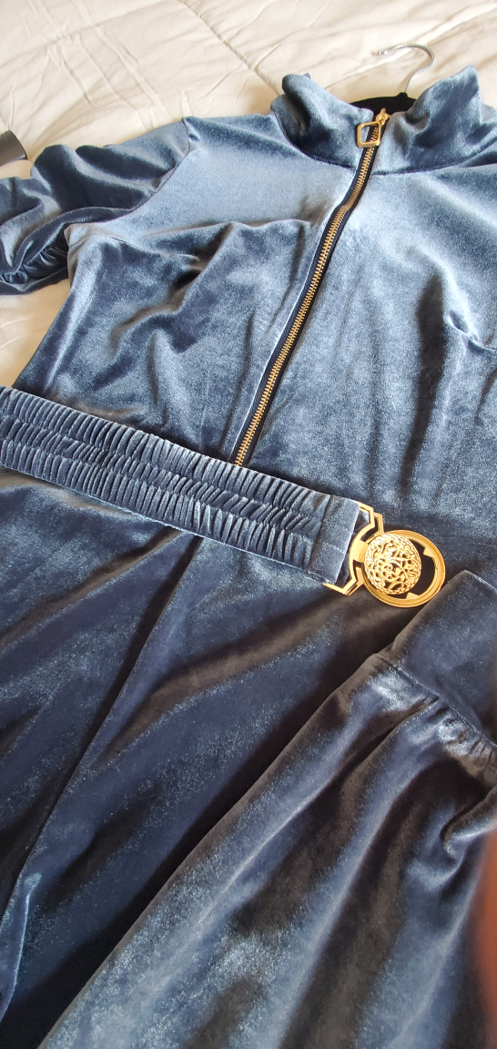 Gorgeous Velour Jumpsuit with Gold Accents - photo 3