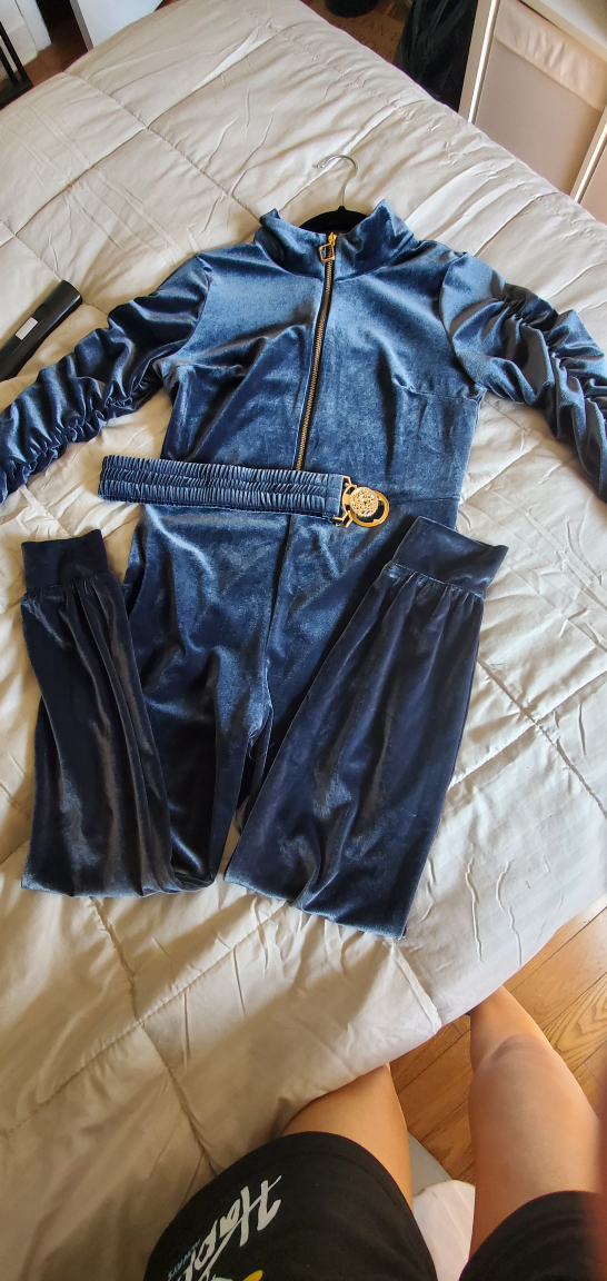 Gorgeous Velour Jumpsuit with Gold Accents - photo 4
