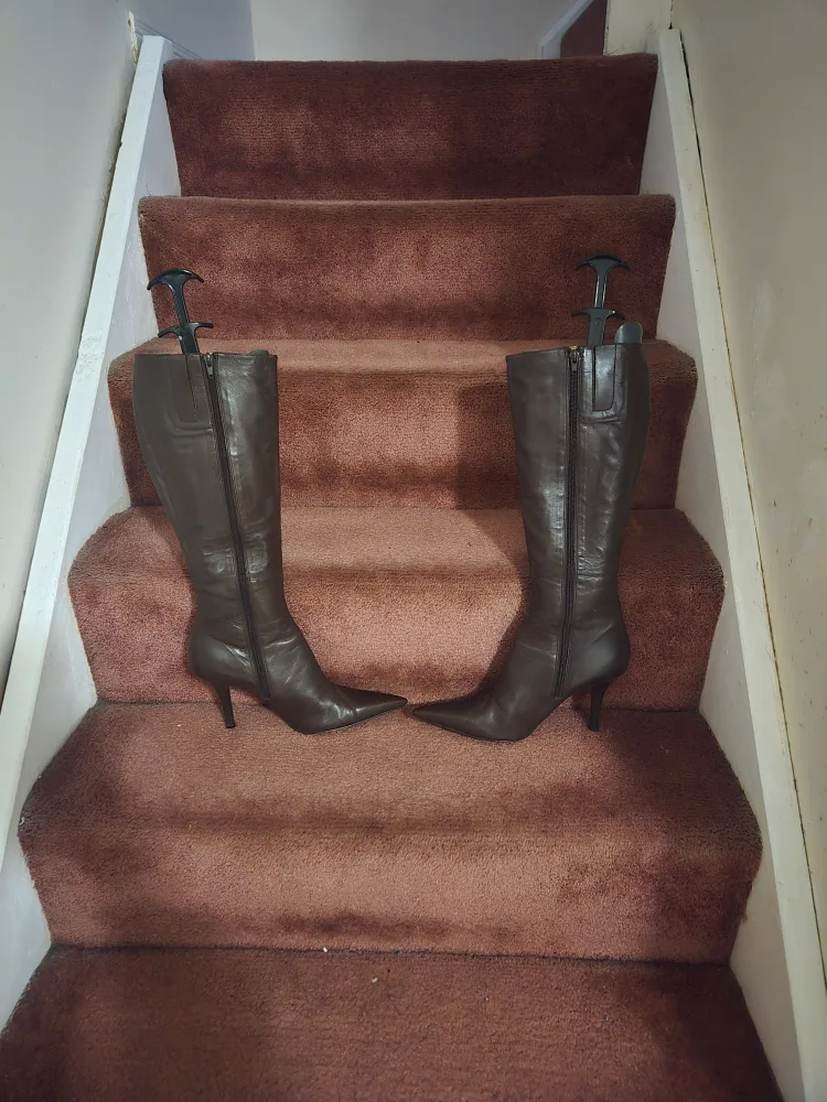 Brown Leather Knee-High Boots thumbnail